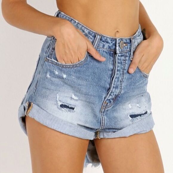 One Teaspoon High Waist Bandits Slim FitTwisted Cuff Hem Size 24 Button Fly - Picture 1 of 12